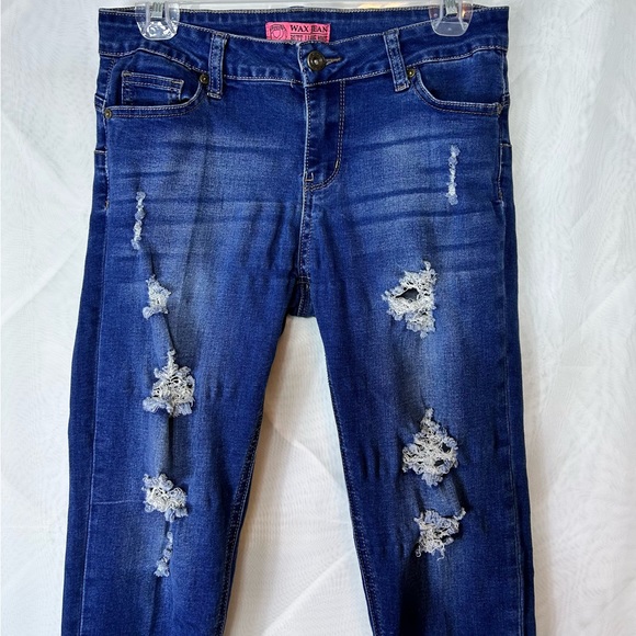 Wax Jeans Butt I Love You Stretch Distressed Skinny Jeans Size 7 - Picture 2 of 10